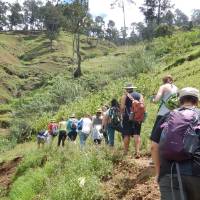 Hiking near Kenscoff Mountain near Furcy, Haiti
